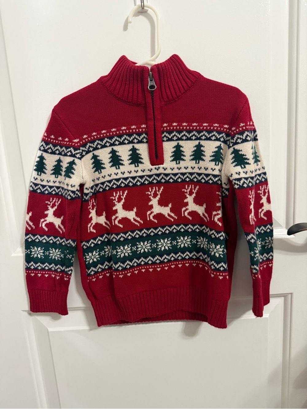 Kids Red Half-Zip Holiday Knit Sweater